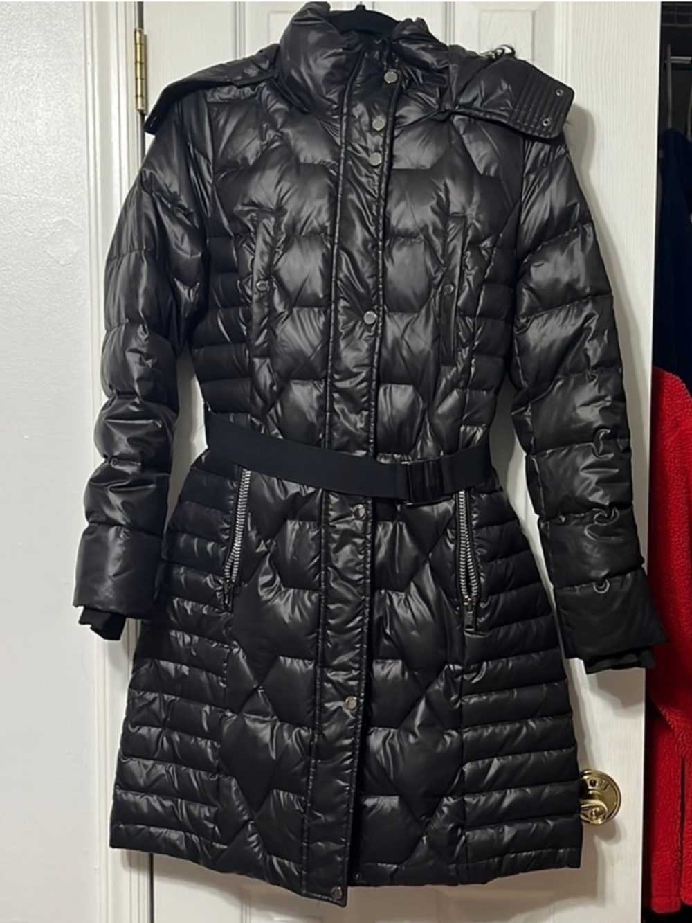 Marc New York Belted Down Puffer Coat Black Size Small